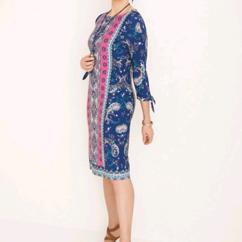 Chico's Medallion Print Tie Sleeve Dress